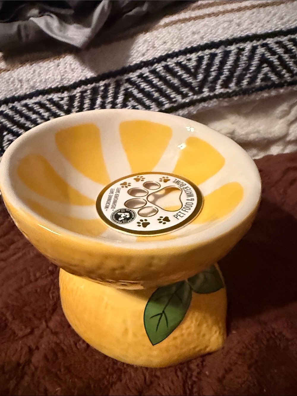 Ceramic Yellow Lemon Pet Bowl by